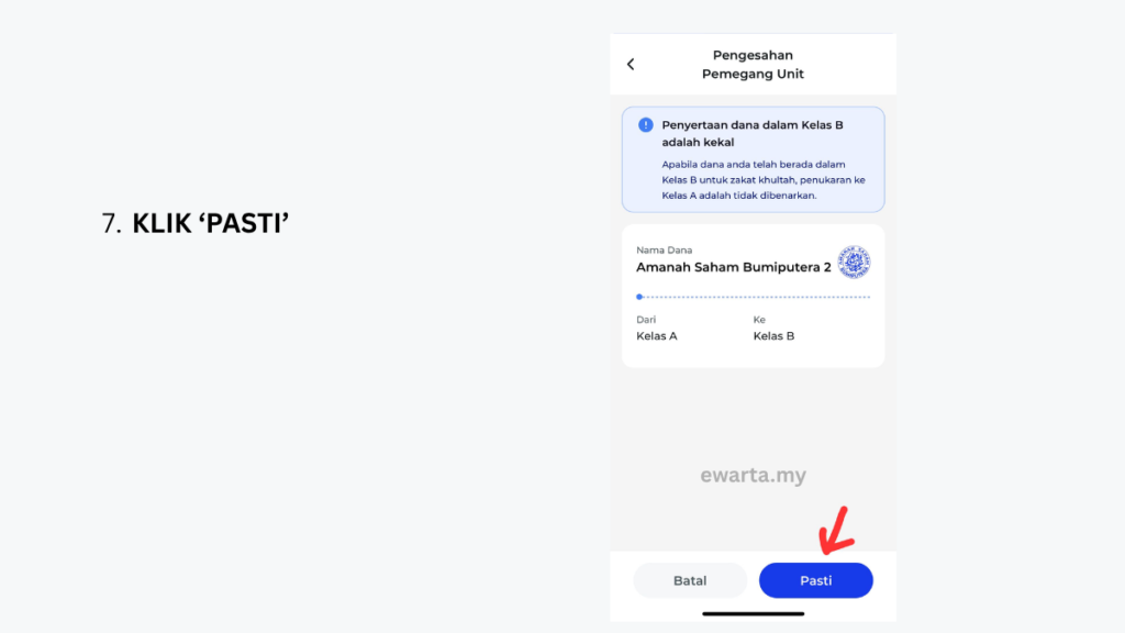 Cara Tukar Ke Kelas B ASB Melalui Apps MyASNB