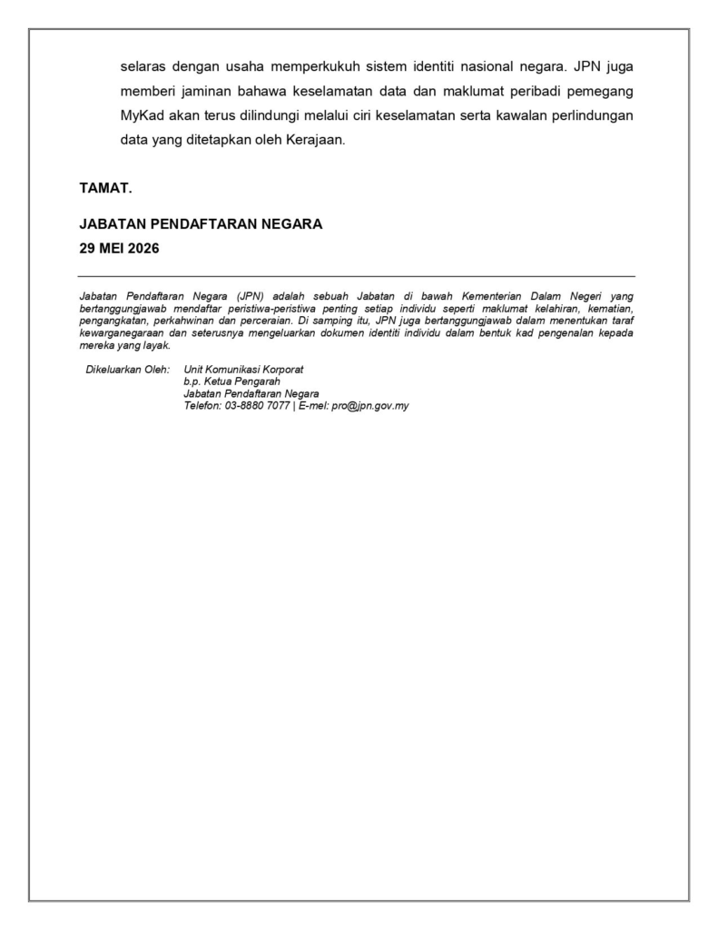 MyKad Baru Dilancarkan Jun 2026 - Wajibkah Tukar IC?