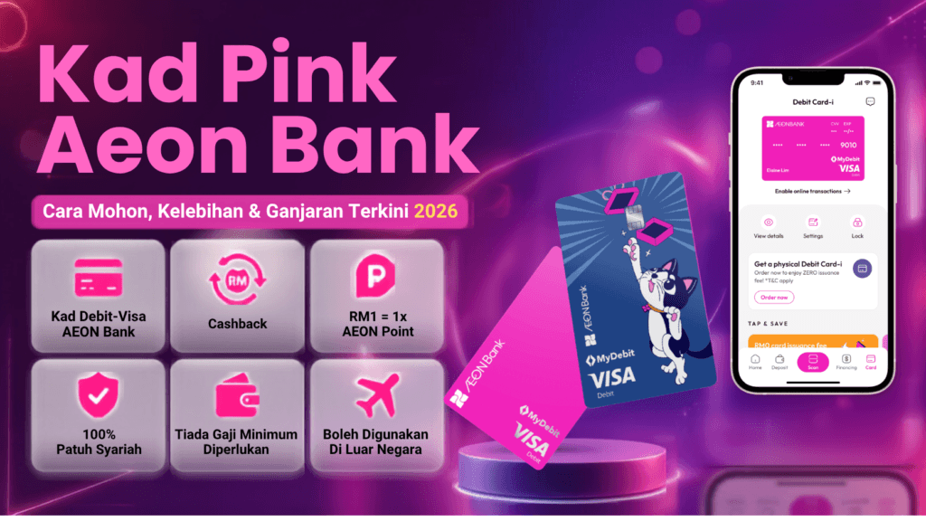Kelebihan Kad Pink AEON Bank - Patuh Syariah, Cashback, Profit Rate 3.00%, Boleh Diguna Diluar Negara