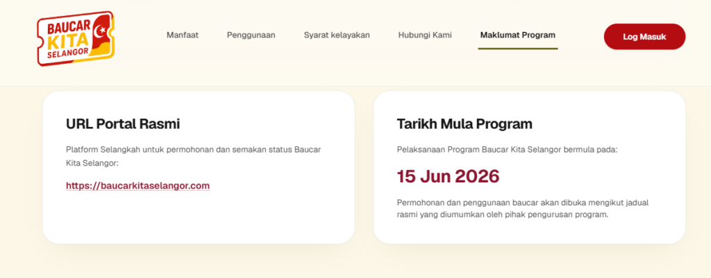 tarikh pelaksanaan Baucar Kita Selangor
