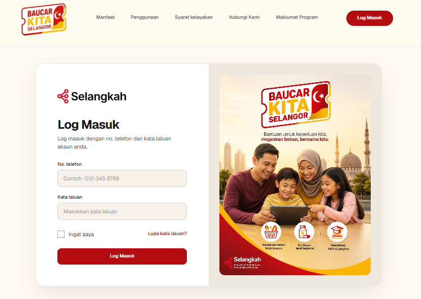 cara mohon Baucar Kita Selangor (Bantuan Barangan Asas) 