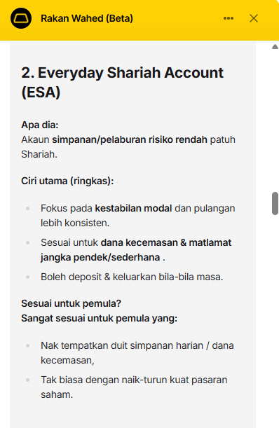 Everyday Shariah Account (ESA) wahed