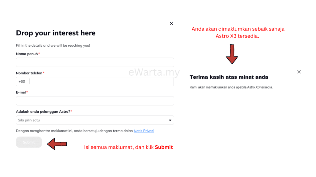 cara daftar astro x3