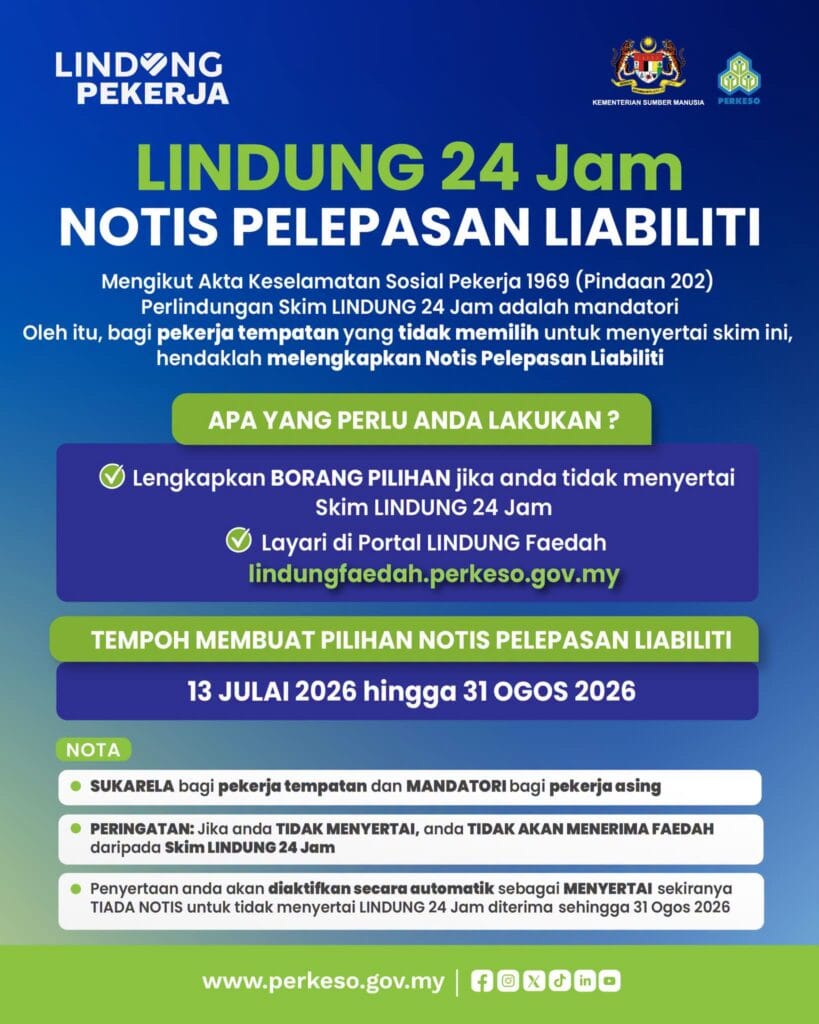 NOTIS PELEPASAN LIABILITI LINDUNG 24 JAM