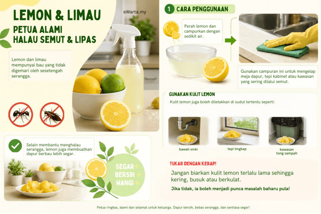 Cara Halau Semut, Lipas & Tikus menggunakan lemon