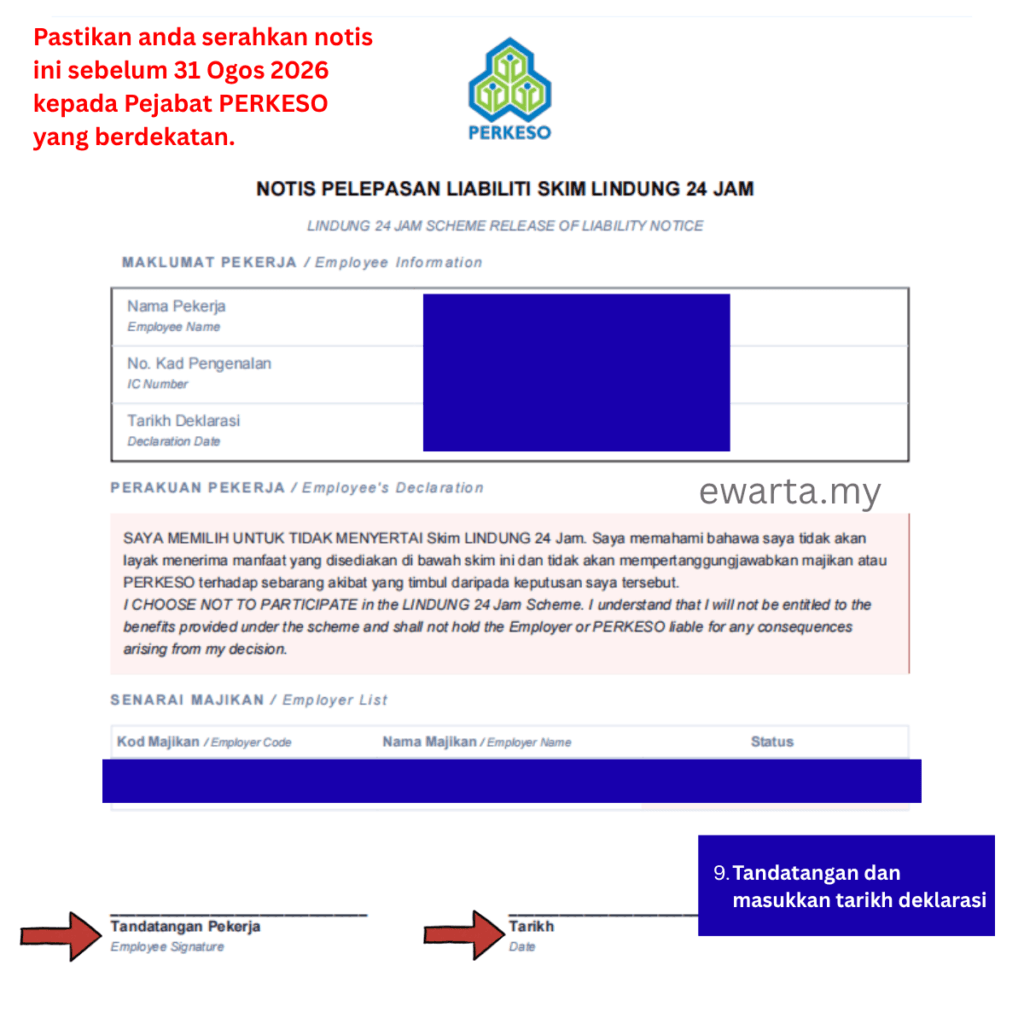 Cara Batalkan Caruman LINDUNG 24 Jam (opt-out) 