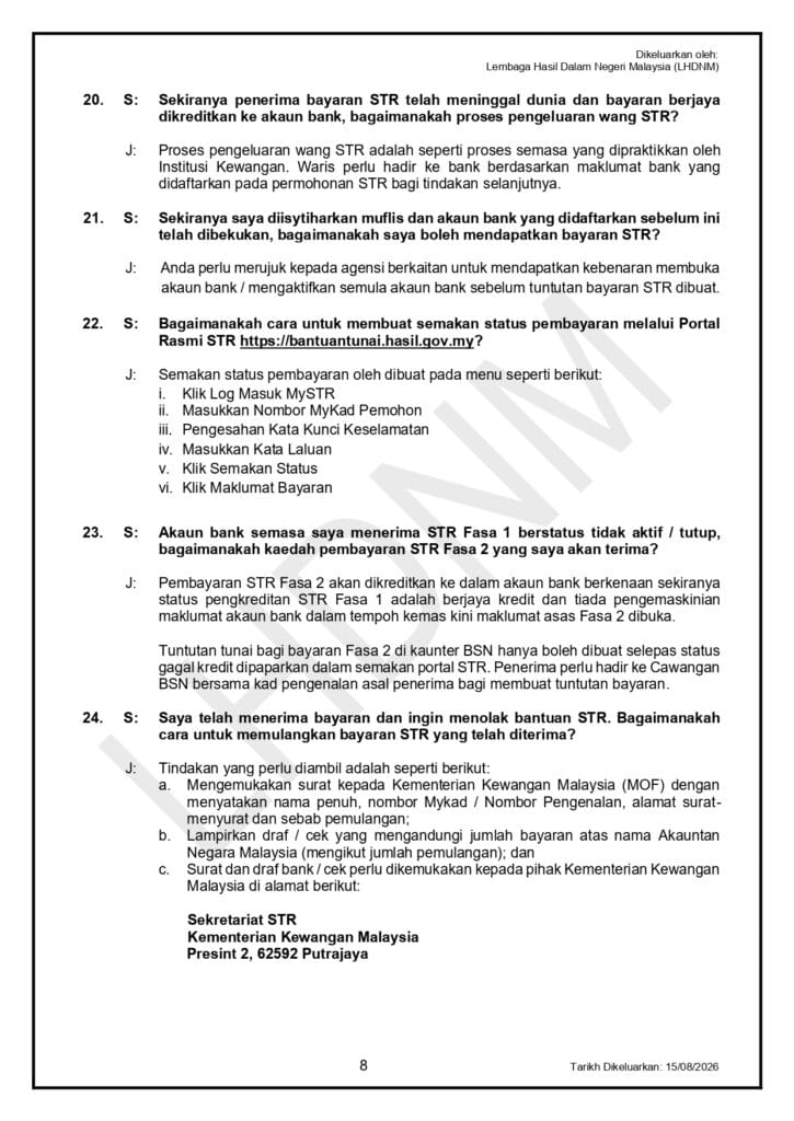 akaun str tidak aktif apa perlu dilakukan soalan lazim 