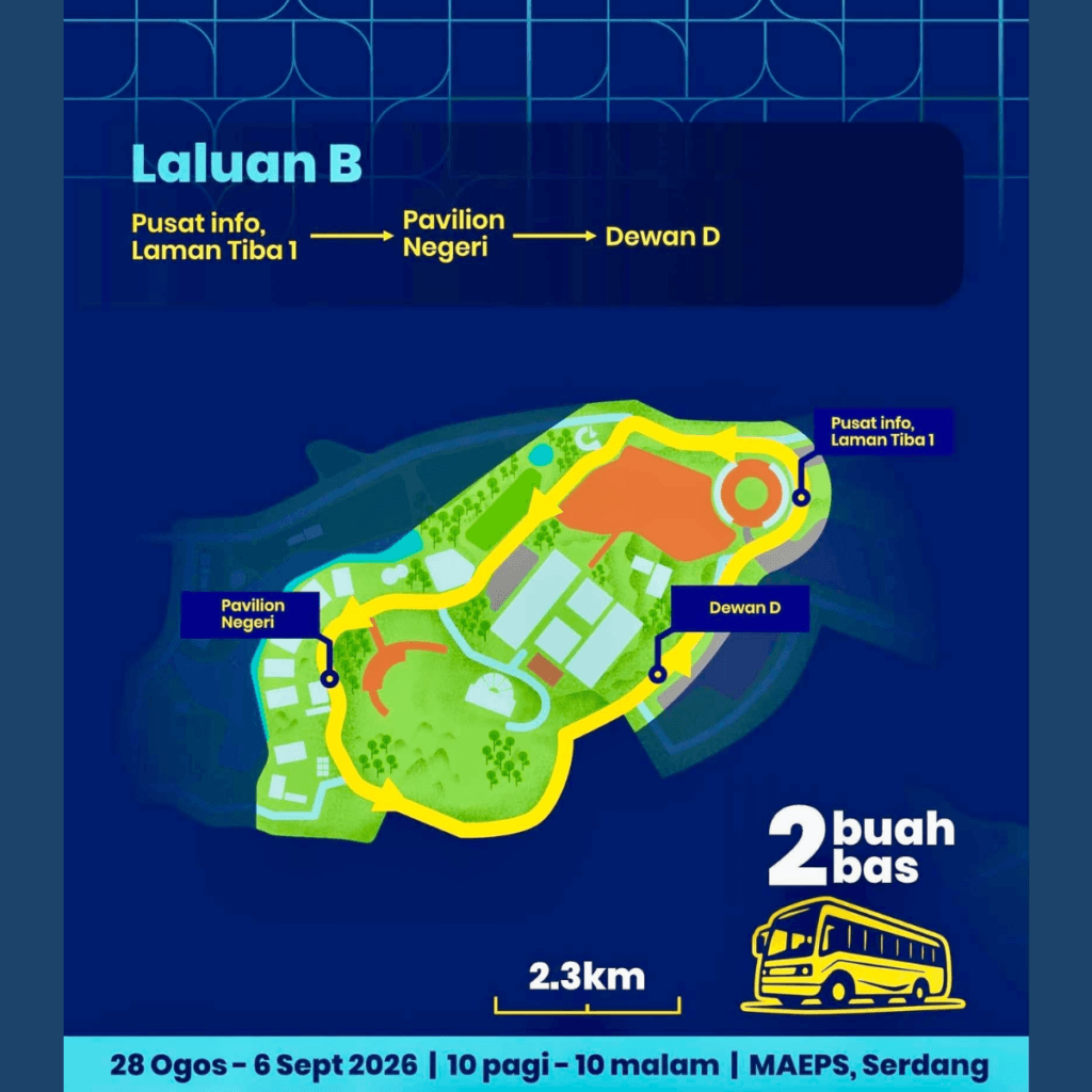Infografik Laluan Shuttle Bas MAHA 2026 - laluan b