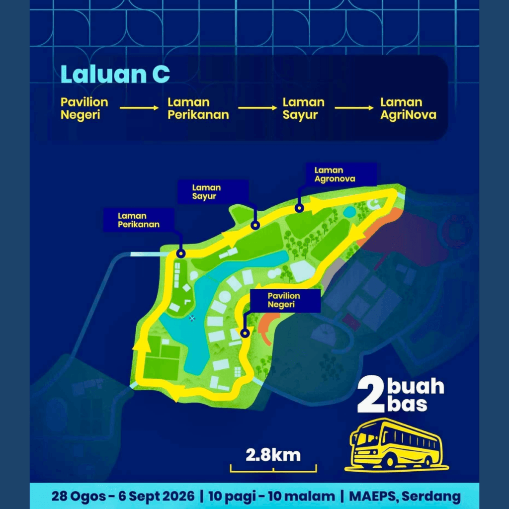 Infografik Laluan Shuttle Bas MAHA 2026 - laluan c
