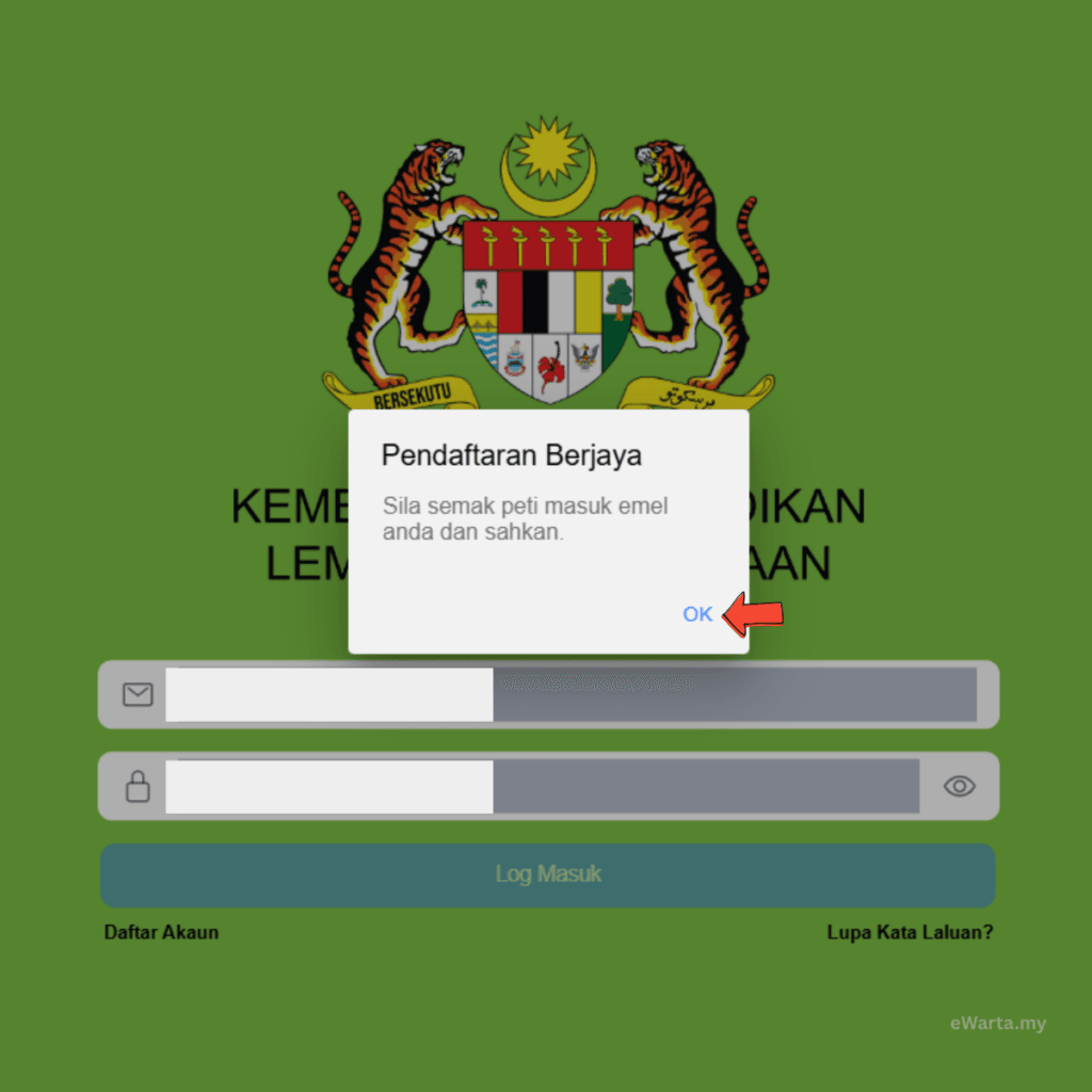 sahkan pendaftaran emel lembaga peperiksaan 