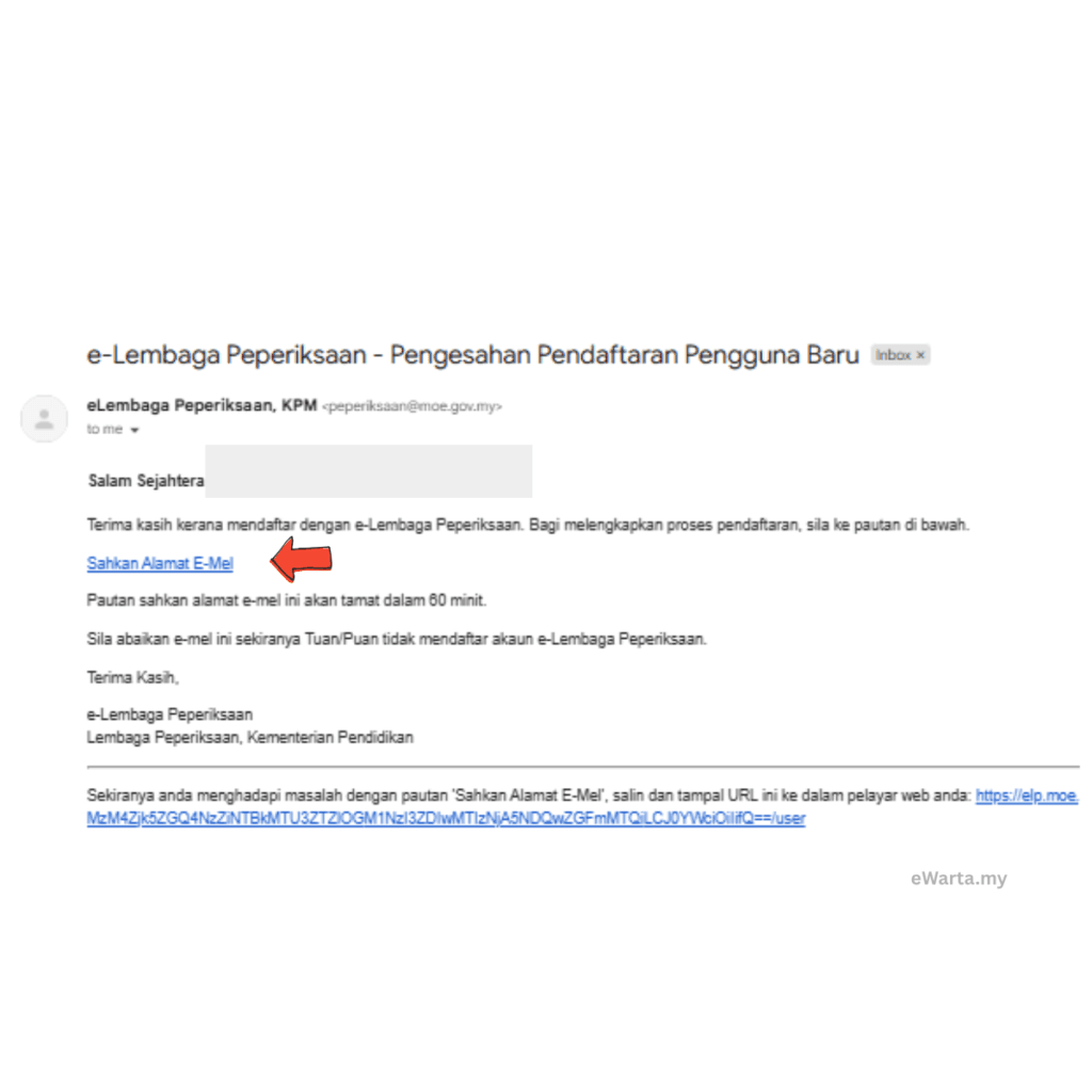 klik pautan emel yang dihantar sebagai pengesahan untuk mohon jadi pengawas spm 2026