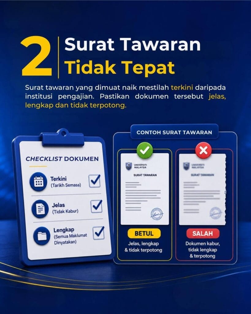 infografik permohonan ptptn kesilapan yang perlu dielak