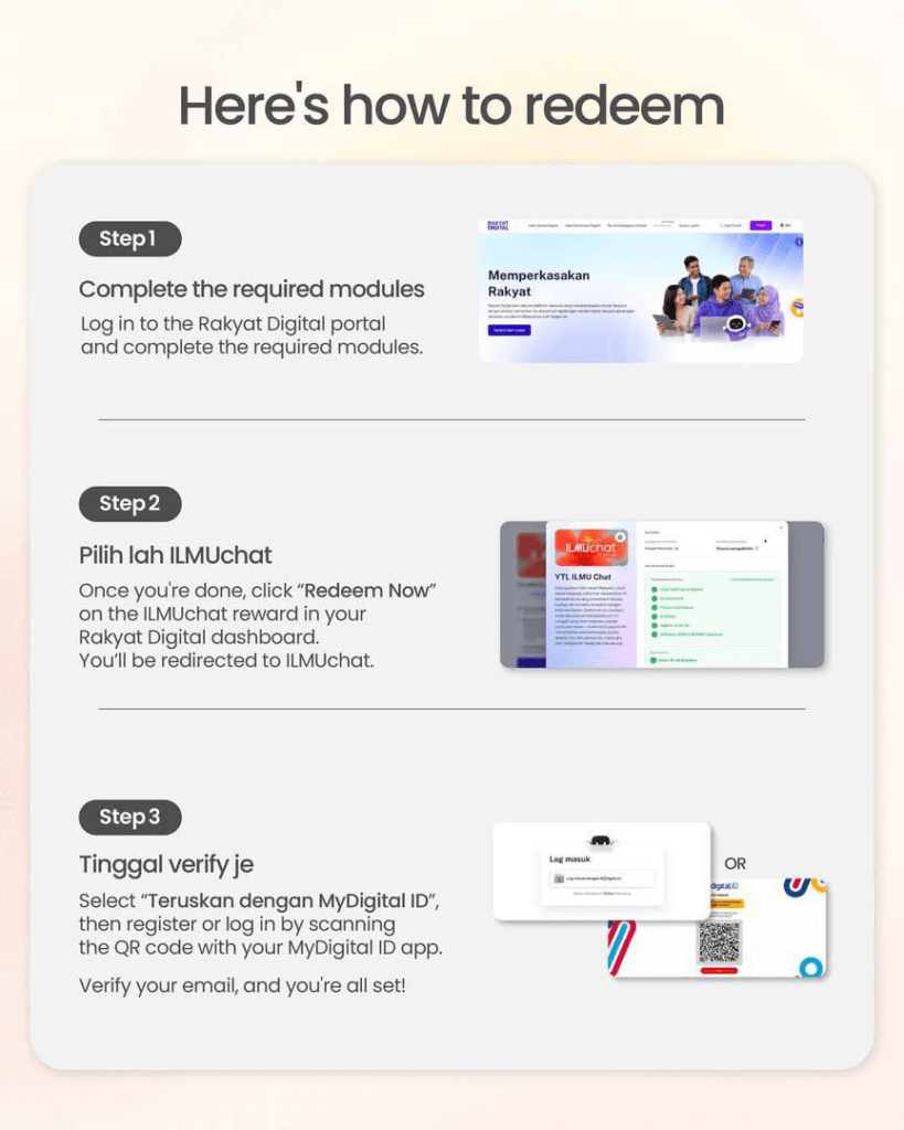 Infografik ILMUchat Pro - Cara Tebus Akses Percuma 3 Bulan