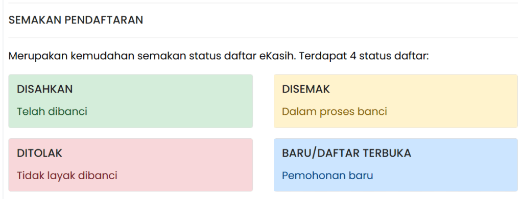 Cara Daftar eKasih - Rujuk Syarat & Langkah Demi Langkah