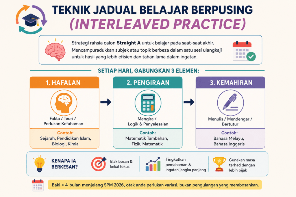 Jadual Belajar Berpusing (Interleaved Practice)