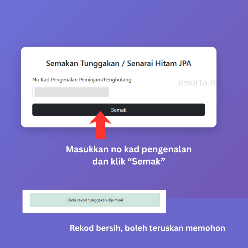 Cara Semak Senarai Hitam JPA
