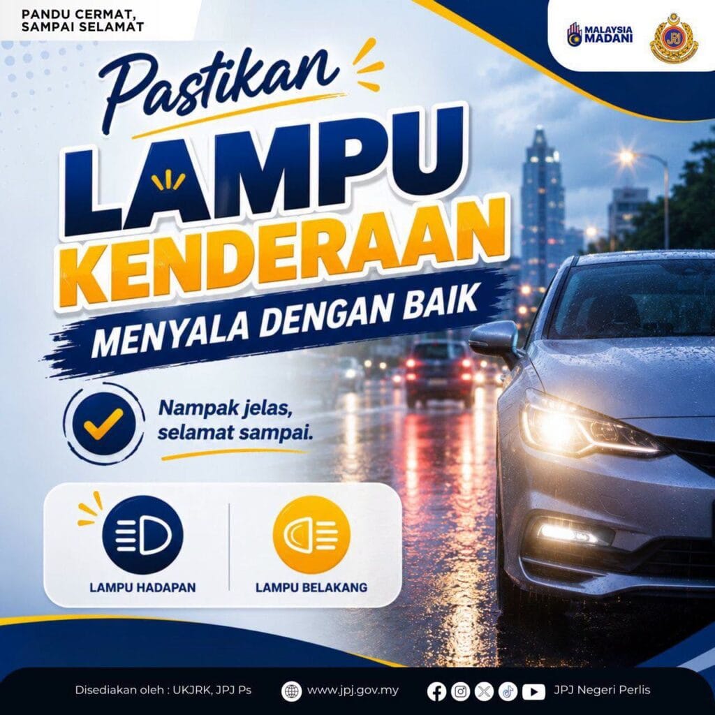 infografik periksa lampu kenderaan - tips penjagaan kereta