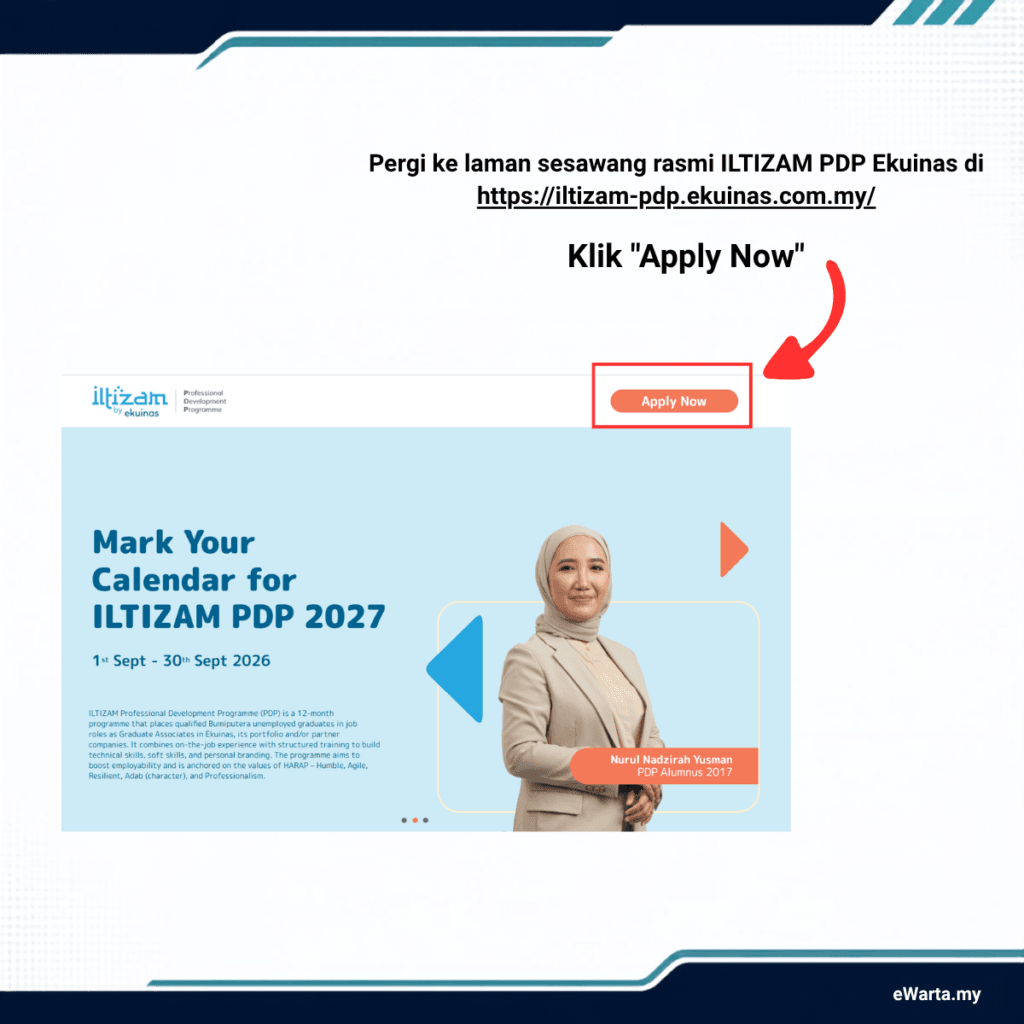 infografik cara mohon iltizam pdp ekuinas 2027