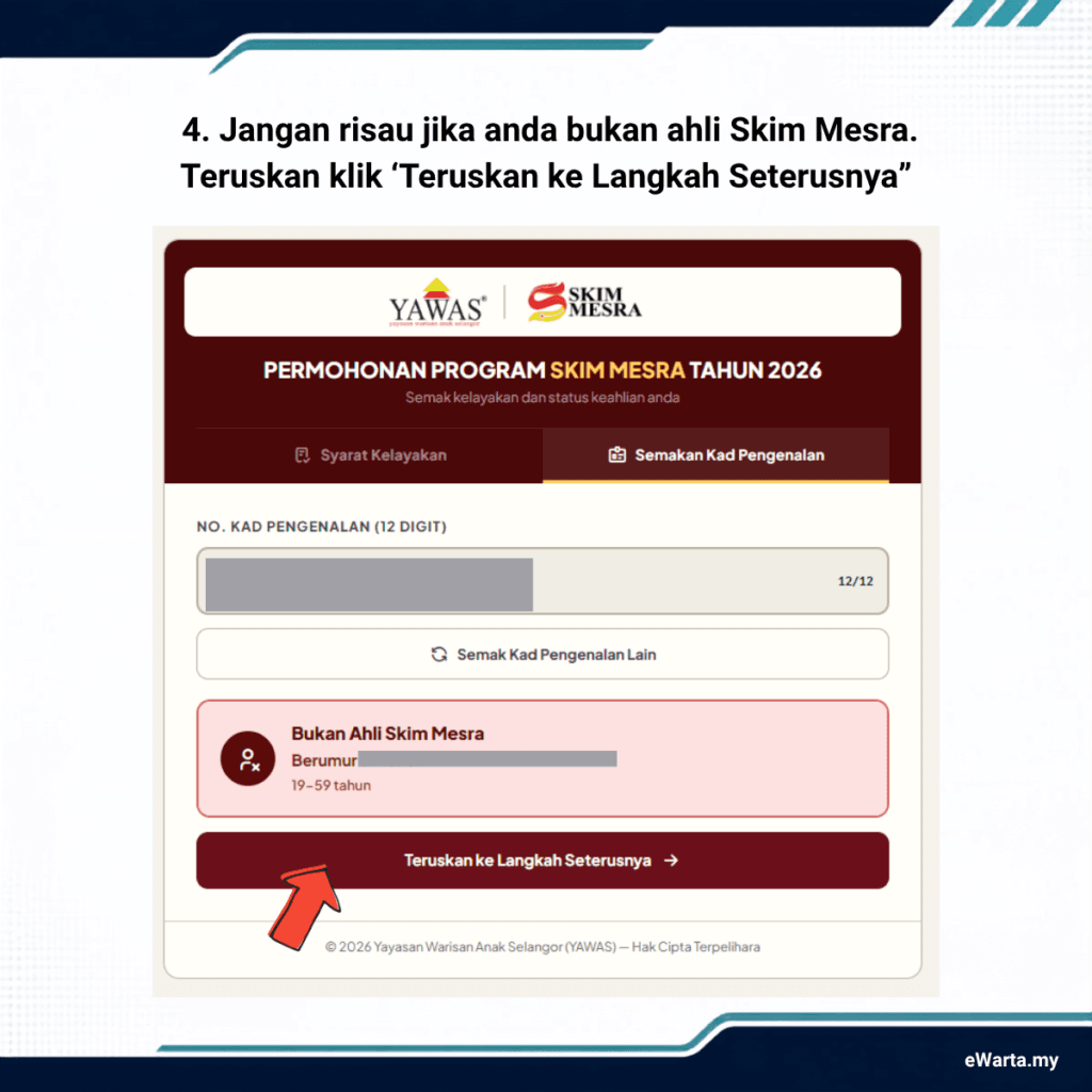 Infografik cara mohon skim mesra untuk warga emas dan oku di selangor dengan memasukkan no mykad