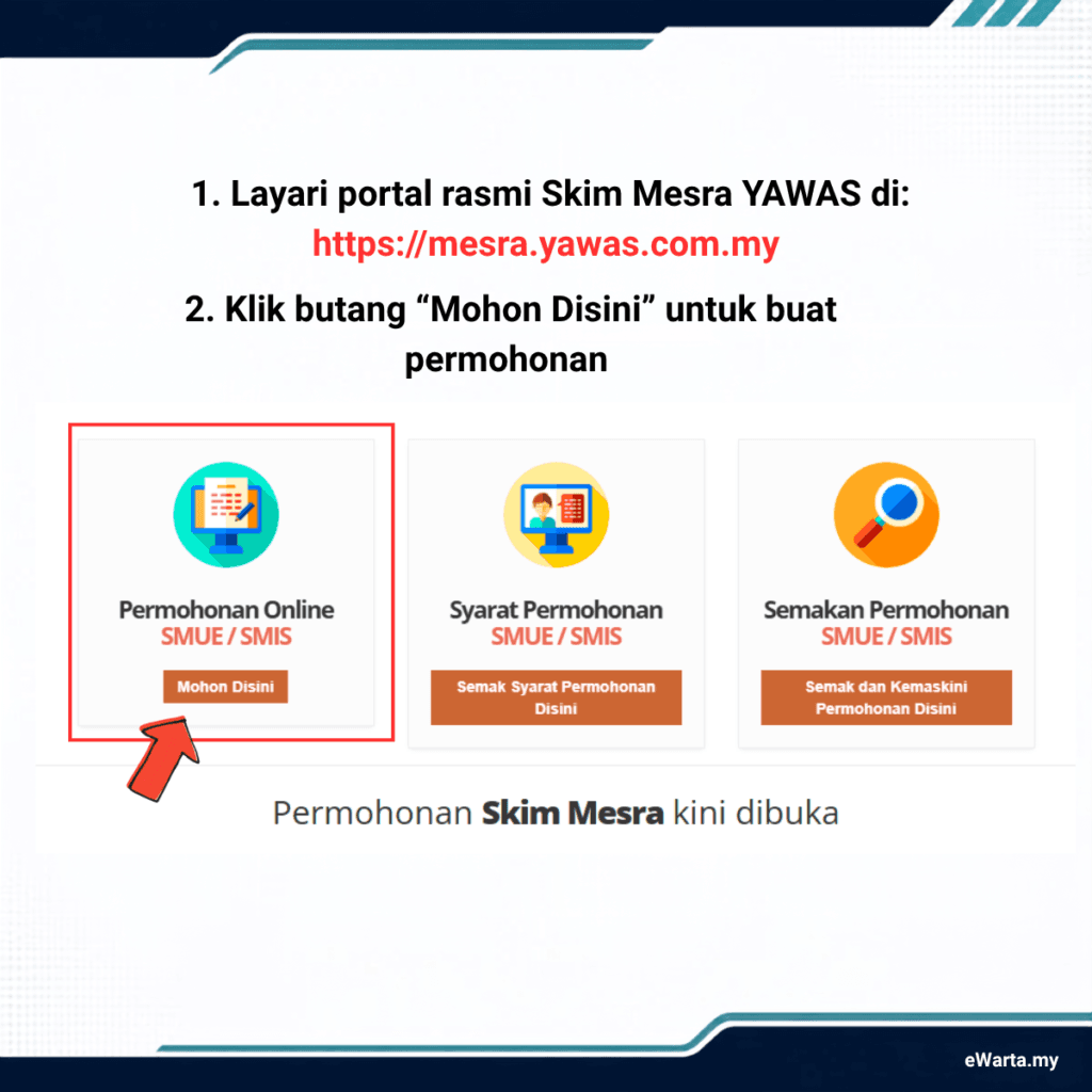 Infografik cara mohon skim mesra untuk warga emas dan oku di selangor