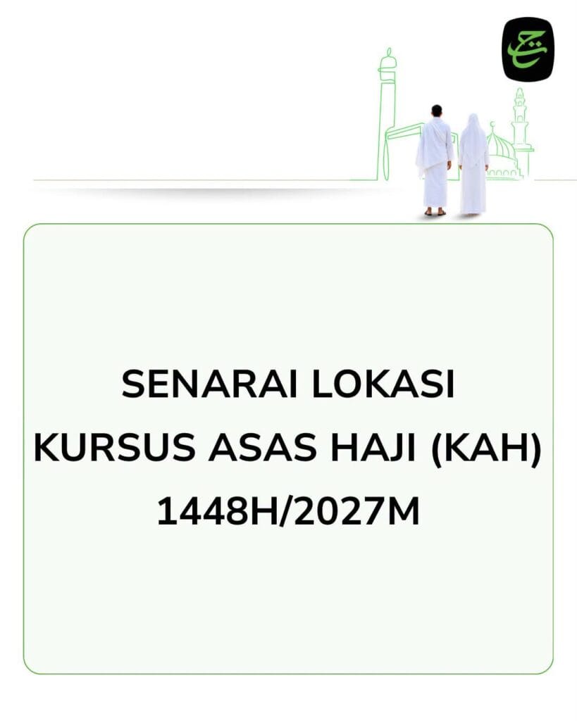 Infografik Tabung Haji senarai lokasi kursus asas haji 2026