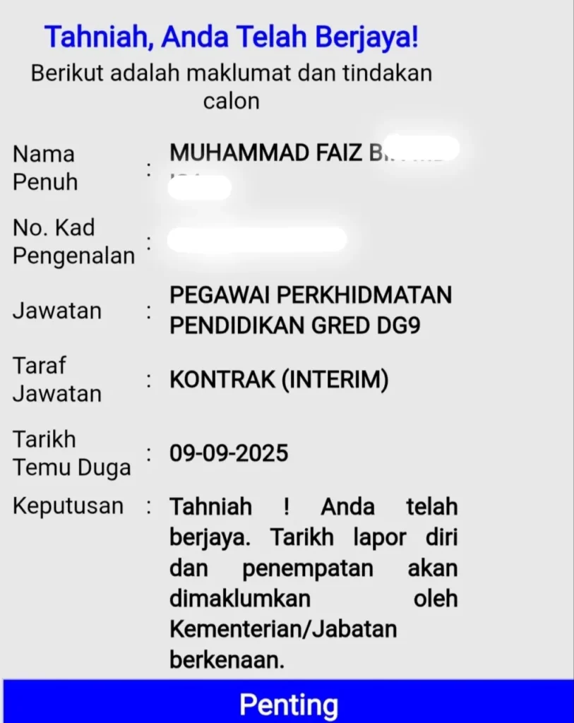 infografik tawaran menjadi guru setelah lulus temuduga spp dg9