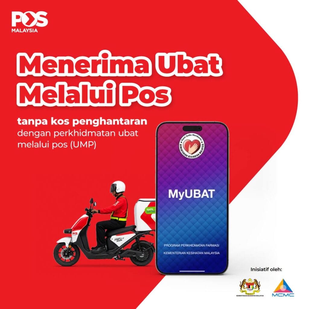 infografik Perkhidmatan Penghantaran Ubat Melalui Pos (UMP) secara percuma 