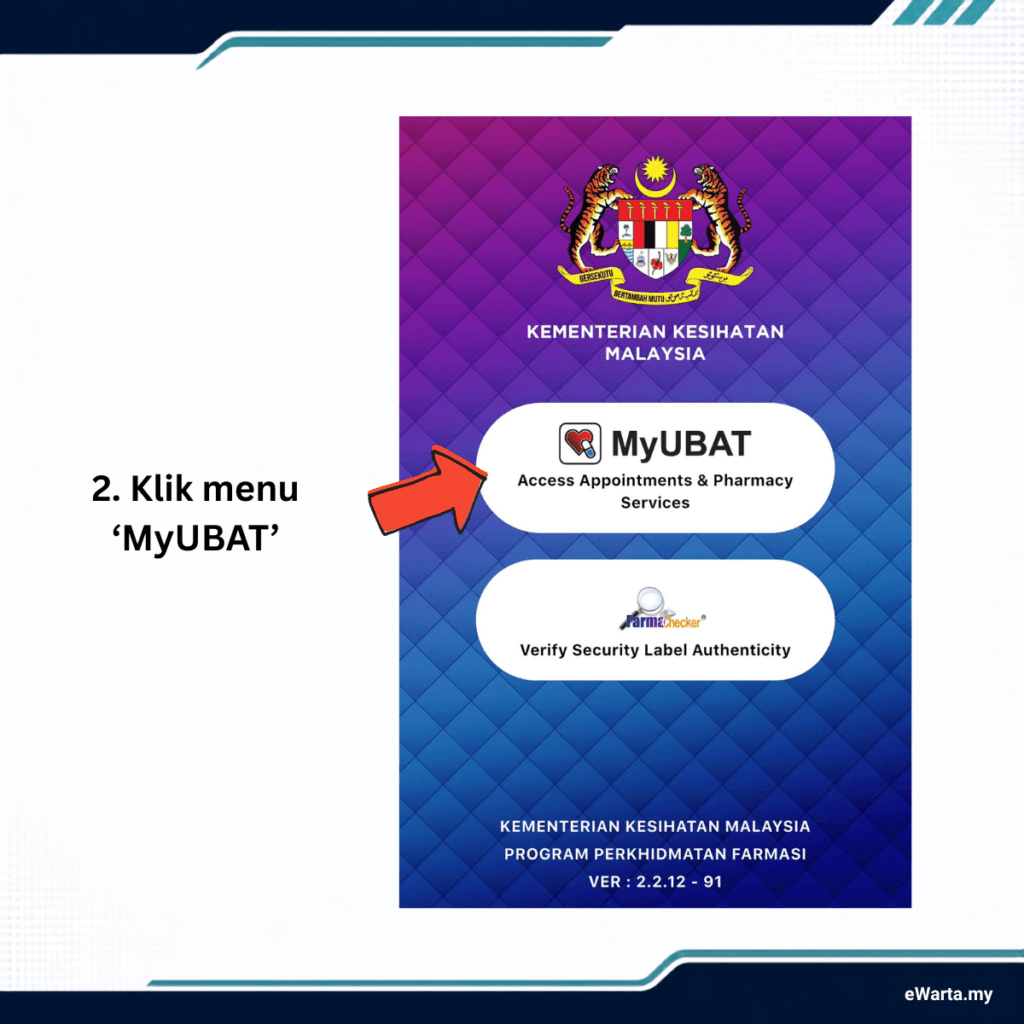 Infografik cara daftar Penghantaran Ubat Melalui Pos (UMP)