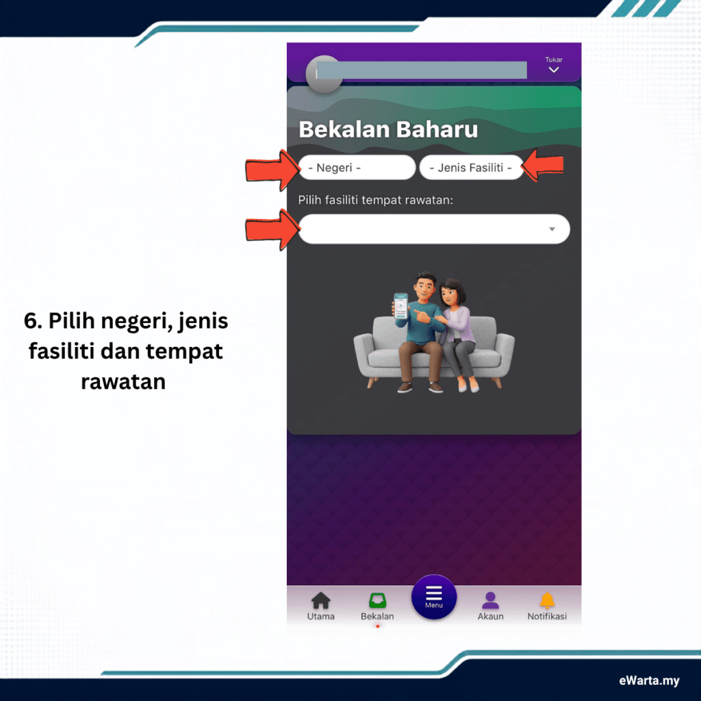 Infografik Penghantaran Ubat Melalui Pos (UMP) - pilih negeri, jenis dan tempat rawatan 